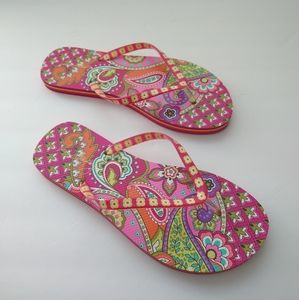 Vera Bradley Flip Flops Pink Swirls Size Large
